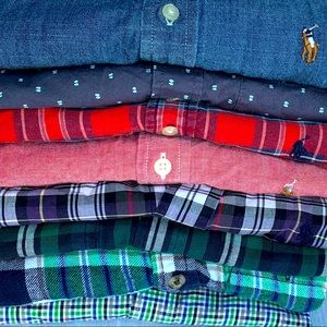 Bundle of fall button down shirts. Kids size 7/8